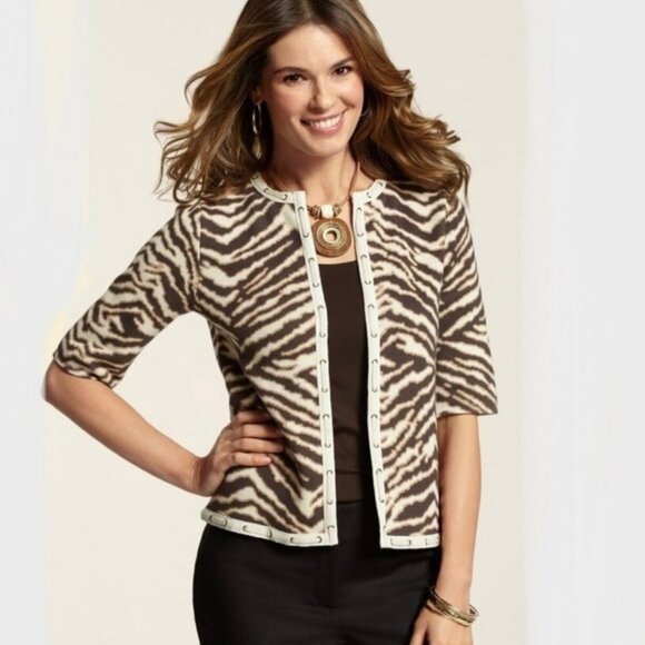 Chico's Sassy Animal Sandra Open Cardigan - Picture 9 of 9